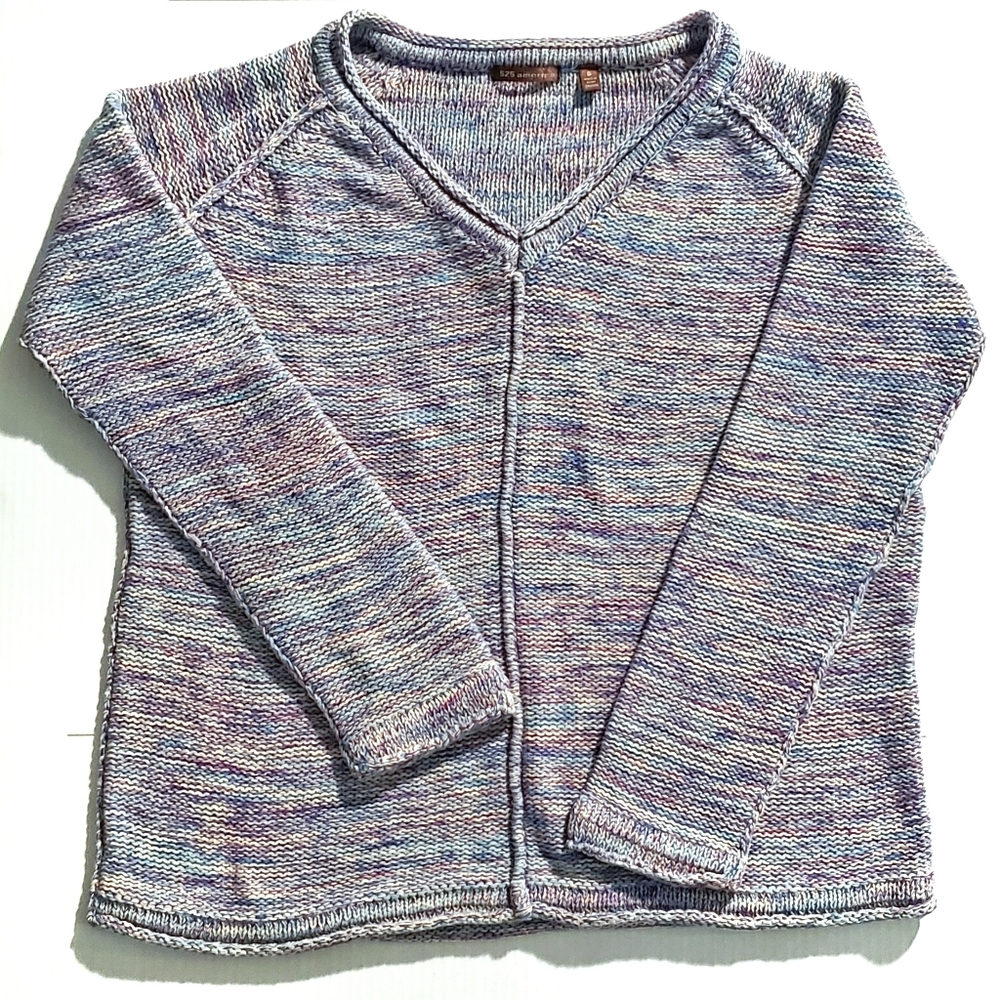 3/$15 525 America Rainbow Marled V-Neck Sweater
